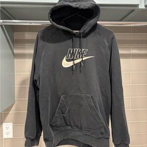 Y2K Nike Silver Bar Center Logo Hoodie Sweatshirt Size M